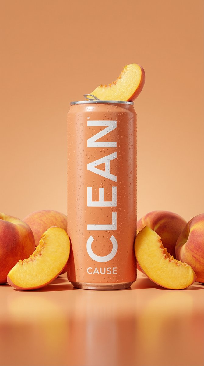 Hyper-Photorealistic Peach Beverage Ad AI image template preview