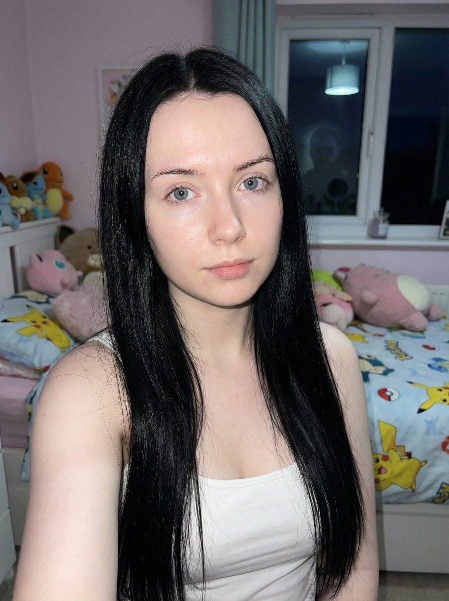 Psychological Horror Selfie with Distant Anomaly AI image template preview