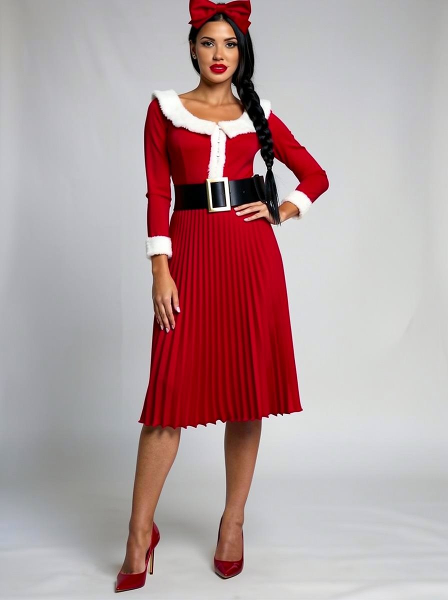 Outfit Style Edit: Santa-Inspired Dress AI image template preview