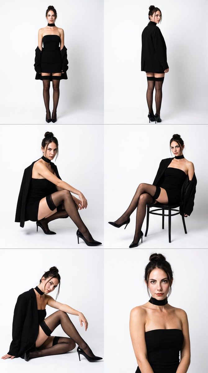 High-Fashion Black Elegance Photo Collage Prompt AI image template preview