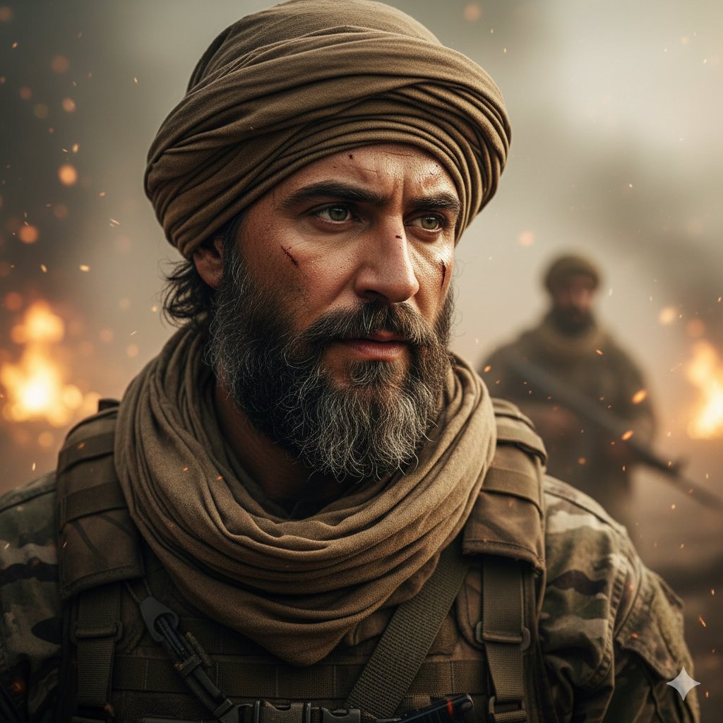Hyper-Realistic Soldier Portrait Prompt: Battlefield Dusk AI image template preview