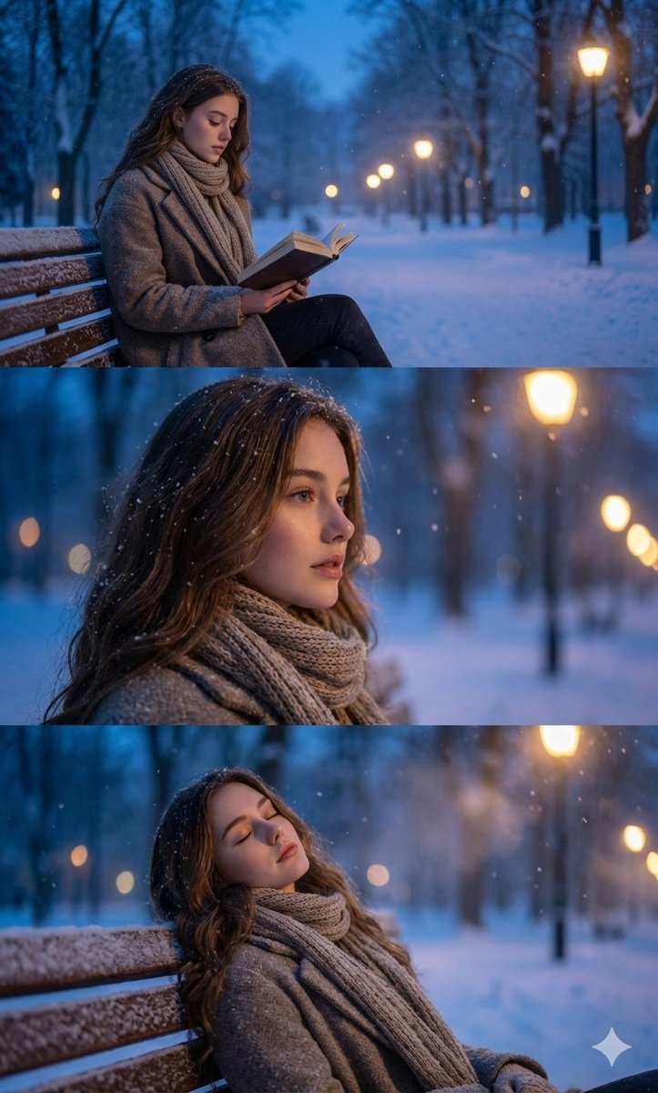 Ultra-Photorealistic Winter Portrait Sequence with Identity Lock AI image template preview
