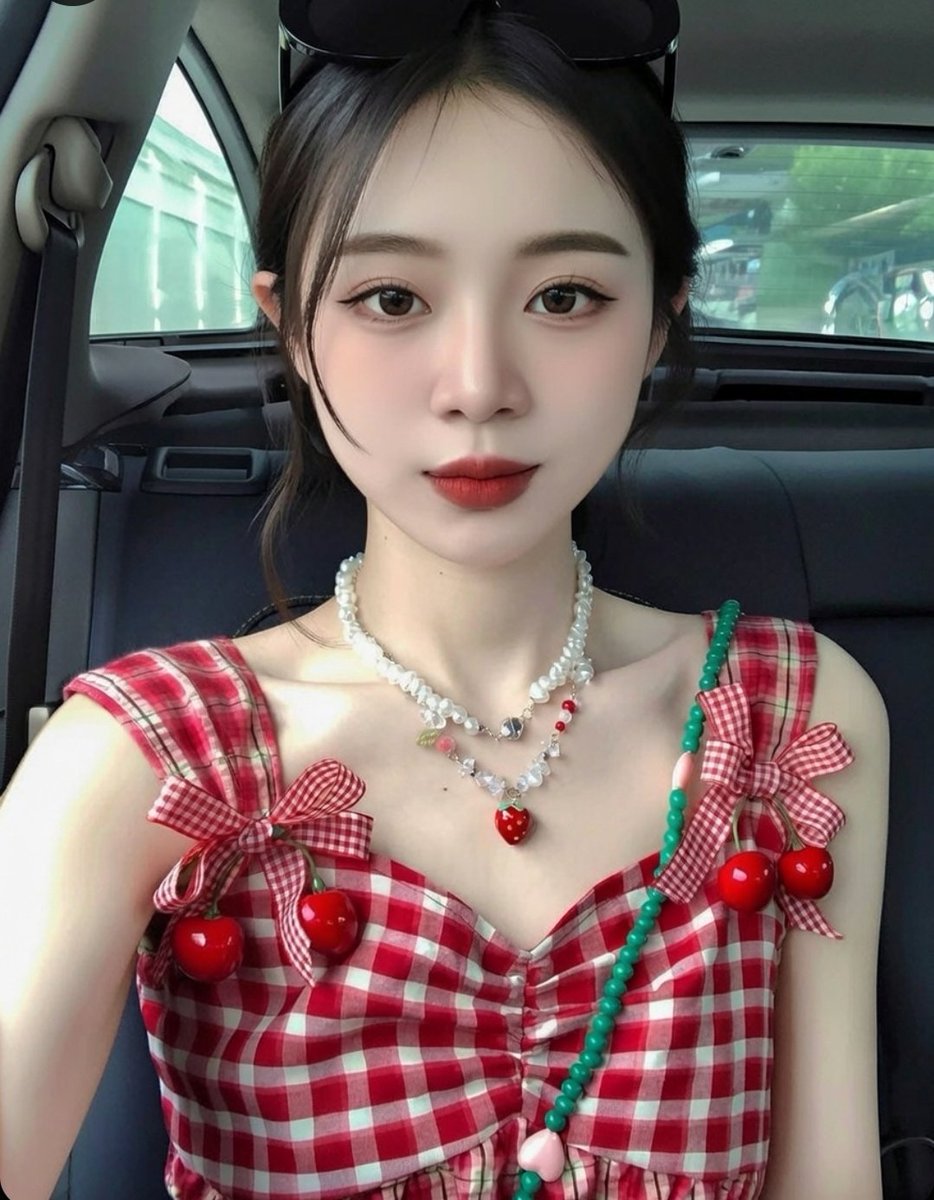Coquette Aesthetic Selfie in a Car AI image template preview