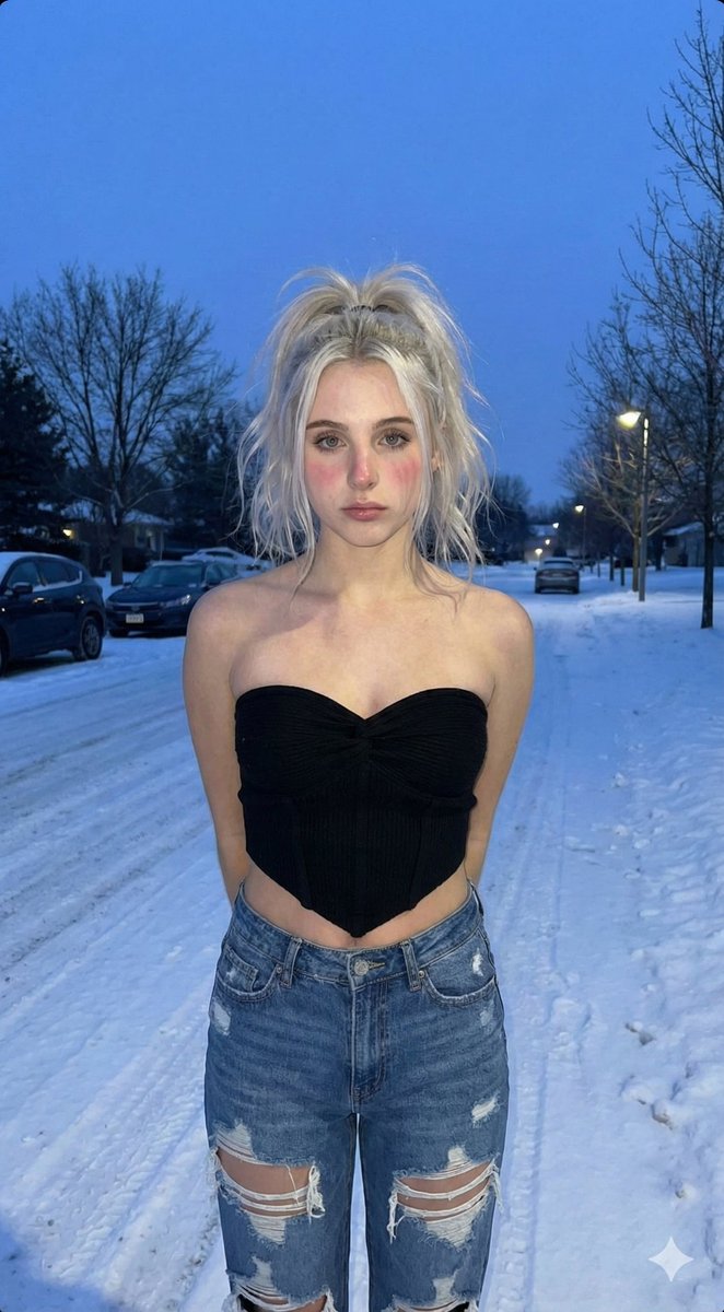 Winter Streetwear Portrait at Blue Hour AI image template preview