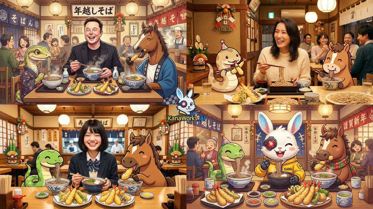 New Year's Eve Soba and Tempura Image Prompt AI image template preview