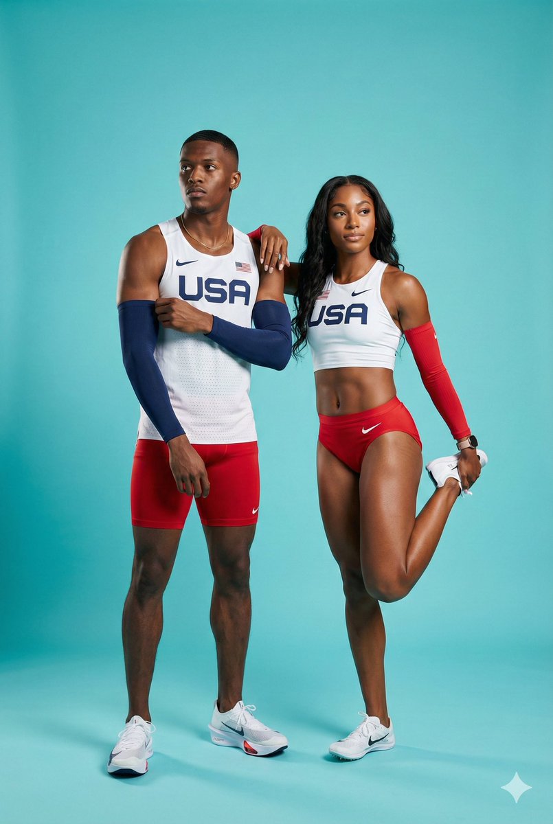 Ultra-Photorealistic Team USA Track Athletes Portrait AI image template preview