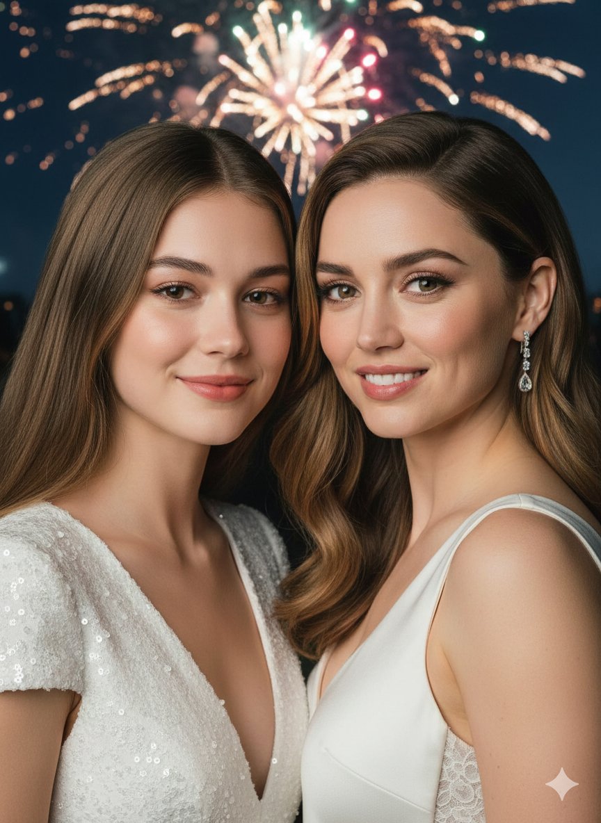 New Year Celebrity Portrait Merge Prompt (Ana de Armas) AI image template preview