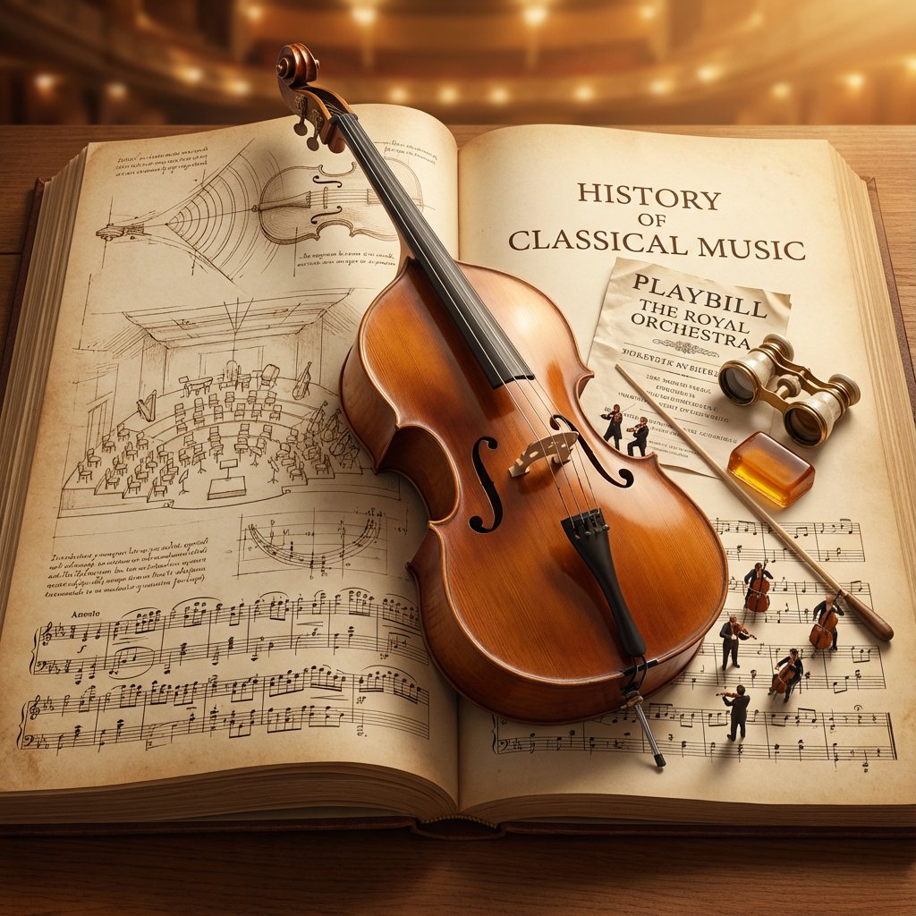 History of Music Diorama Book Prompt AI image template preview