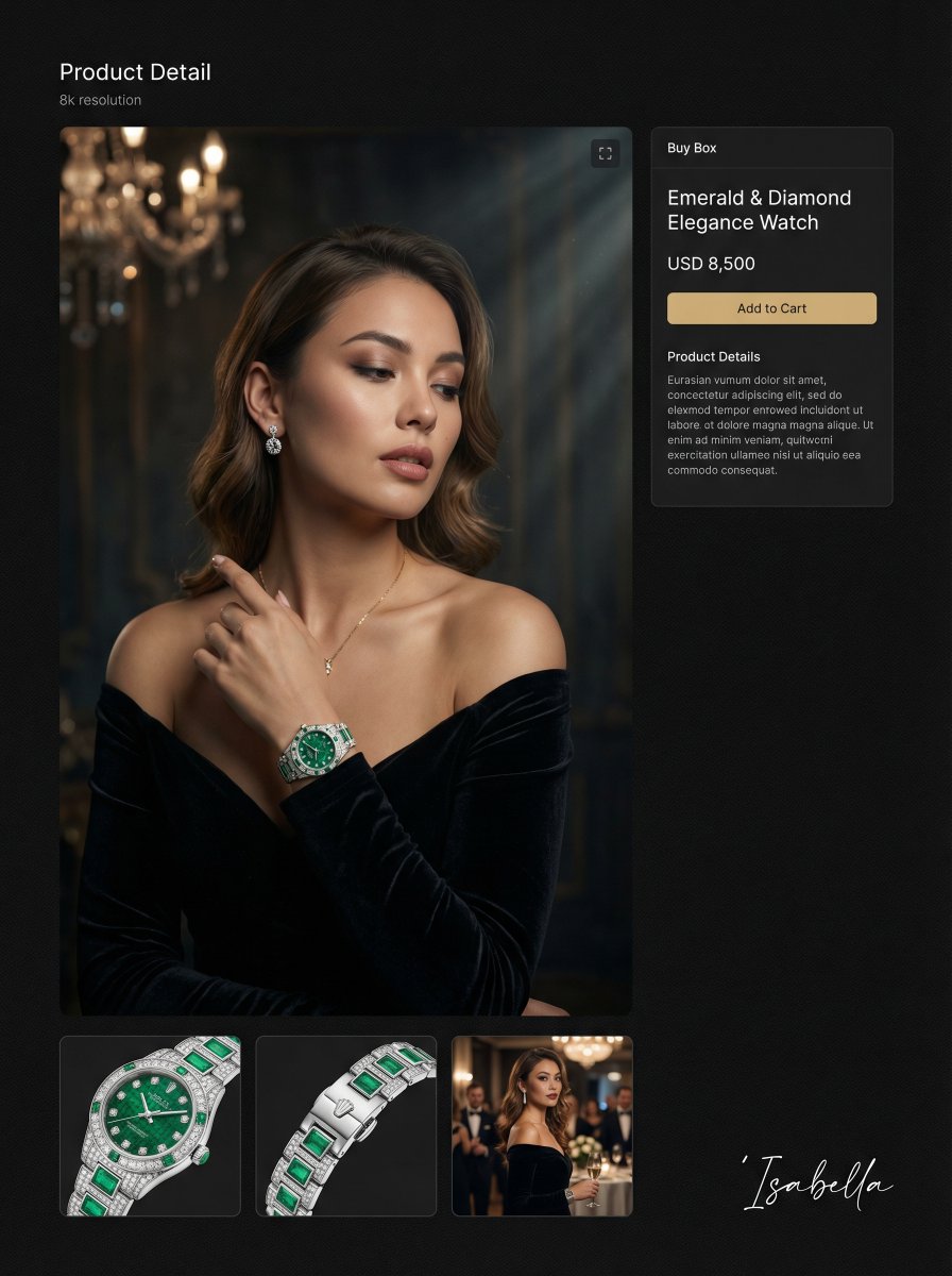 Hyper-realistic cinematic portrait for product detail page AI image template preview
