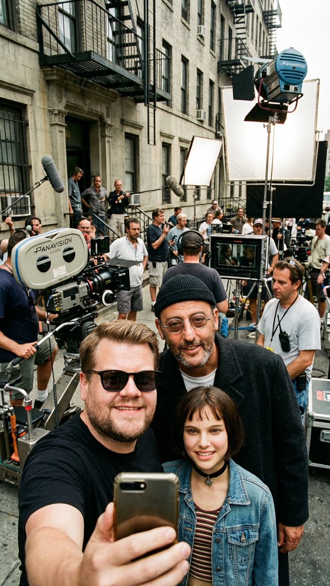 Behind-the-Scenes Selfie Identity Swap Prompt AI image template preview