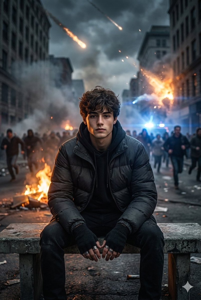 Cinematic Urban Apocalypse Portrait Prompt AI image template preview