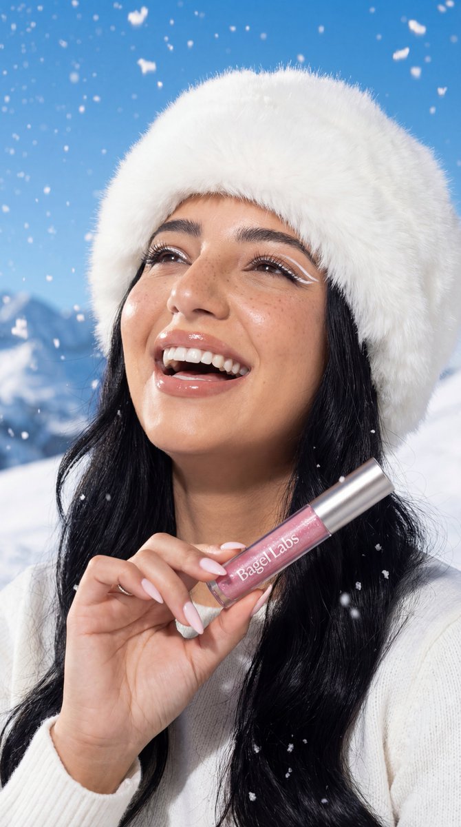 Ultra-Photorealistic Winter Beauty Ad Product Replacement AI image template preview