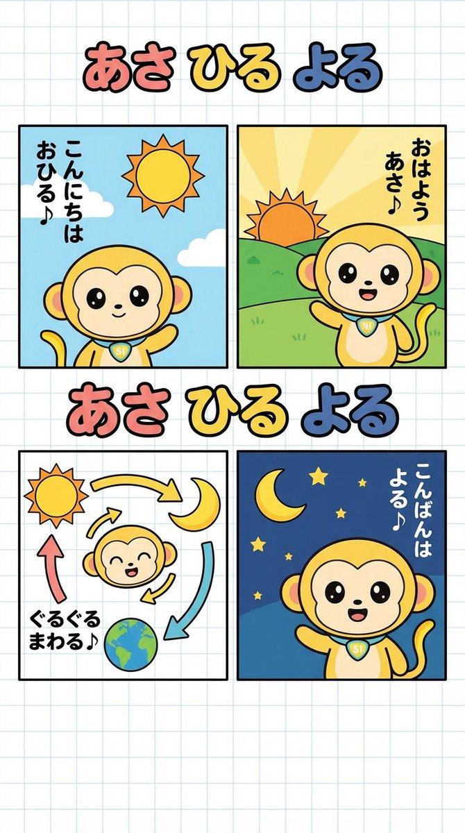 Four-Panel Comic: Morning, Noon, Night, Mandarin Orange Theme AI image template preview