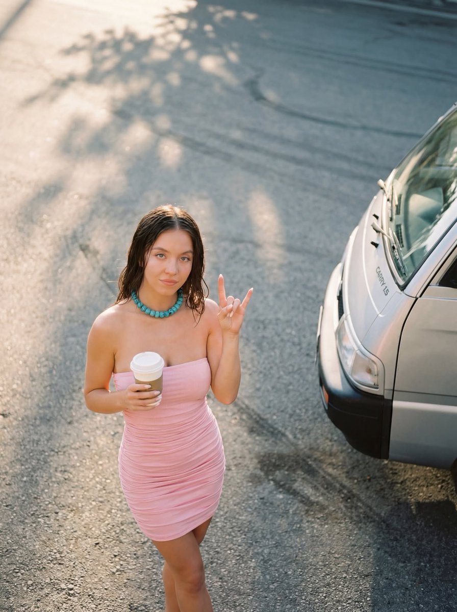 Urban Summer Portrait with High-Angle Shot AI image template preview