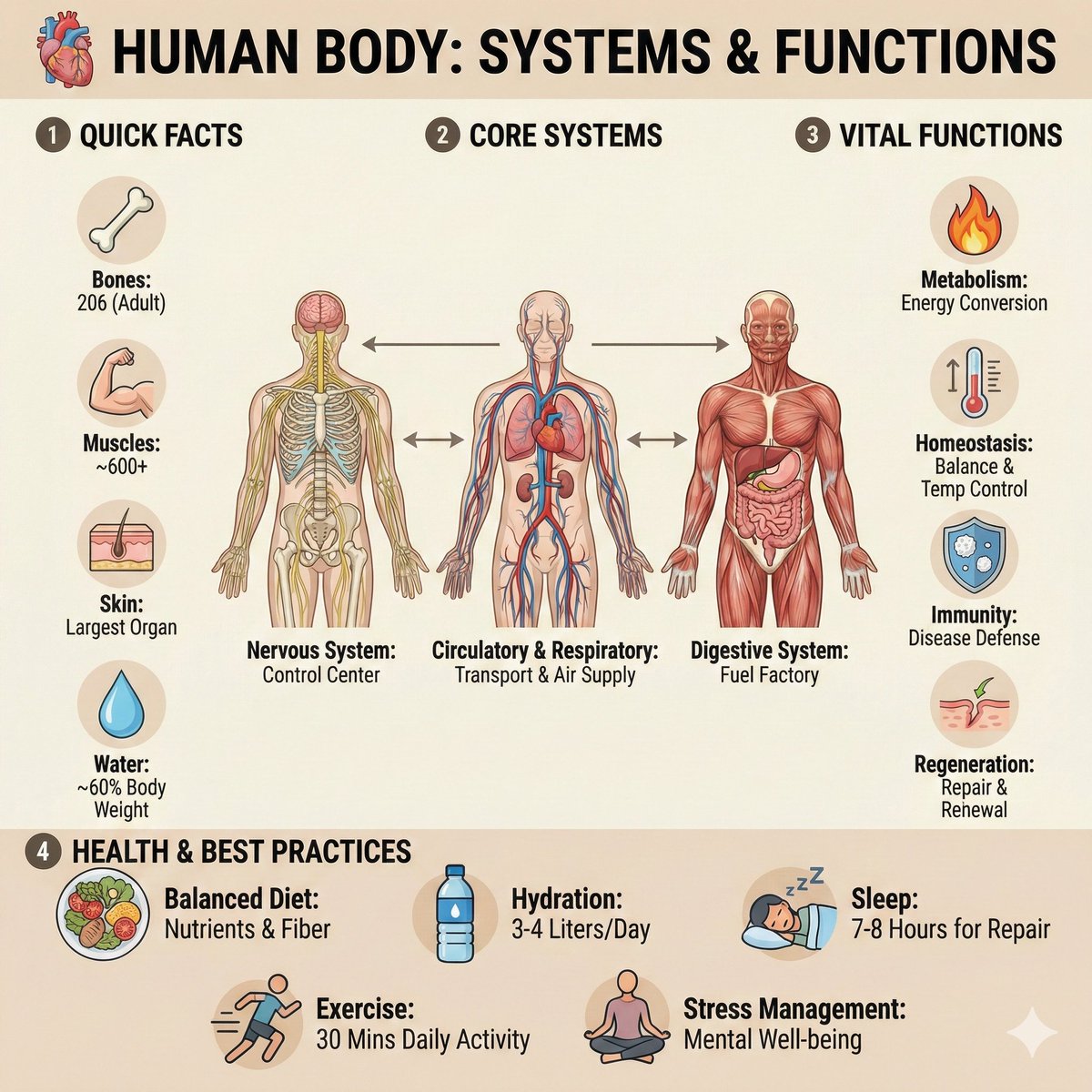Ultra-Clean Anatomy Infographic Prompt AI image template preview