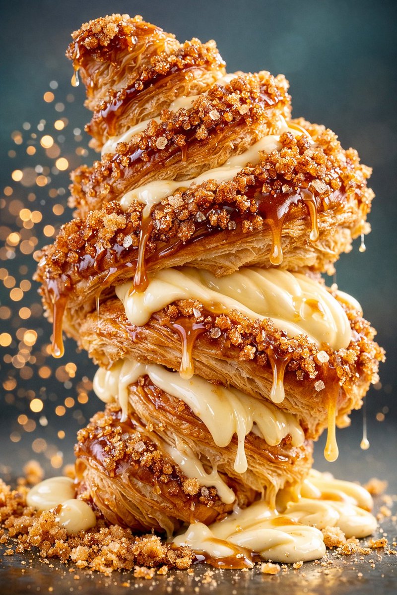 Hyper-Realistic Food Photography of Creamy Croissant AI image template preview