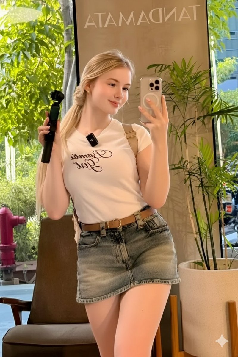 Ultra-Realistic Mirror Selfie in a Café AI image template preview