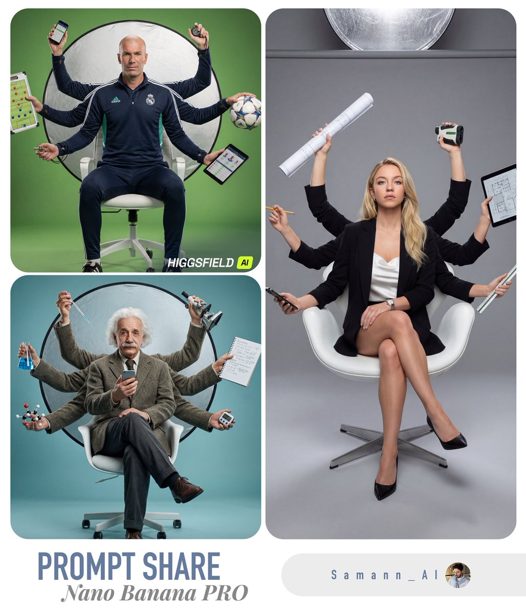 Hyper-Real Multi-Arm Professional Portrait AI image template preview
