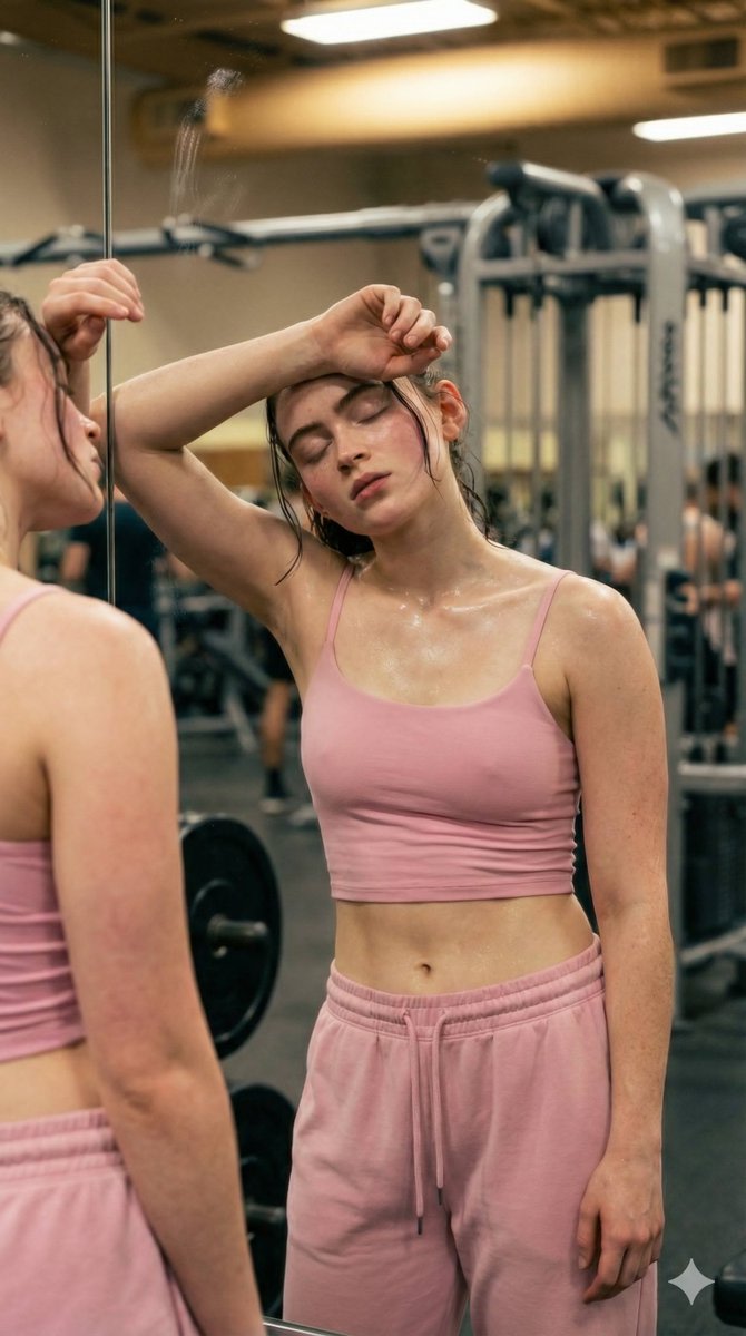 Sadie Sink in Sports Bra and Sweatpants Prompt AI image template preview