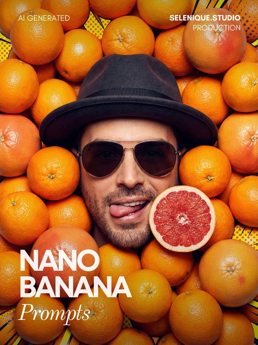 Surreal Pop-Art Citrus Editorial Portrait AI image template preview
