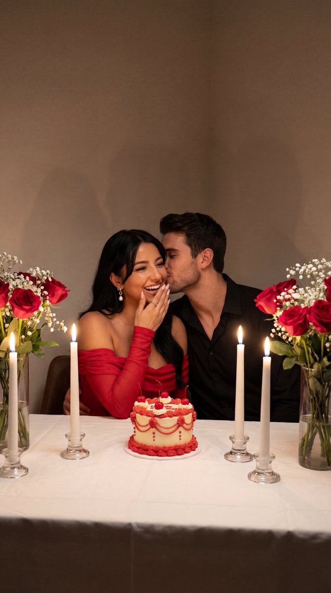 Ultra-Photoreal Candlelight Dinner Scene with Couple AI image template preview
