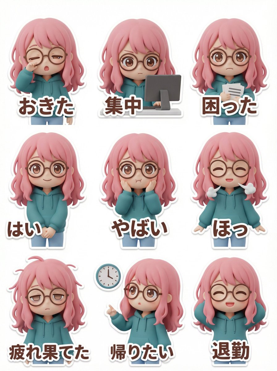 LINE Sticker Generation Prompt (3D Clay Style) AI image template preview