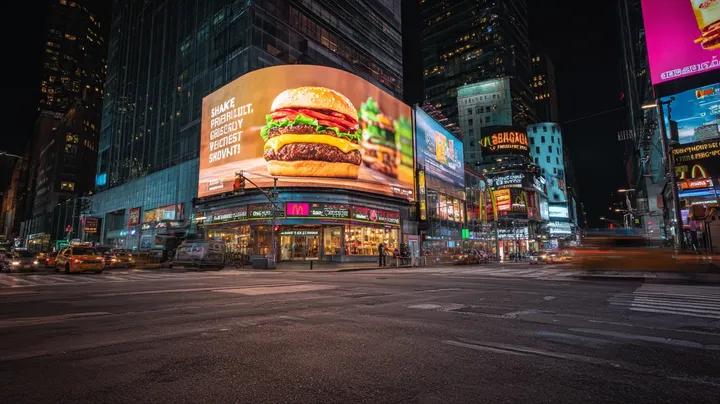 Cyber-Urban Night Cityscape with Hyper-Realistic Billboard Ad AI image template preview
