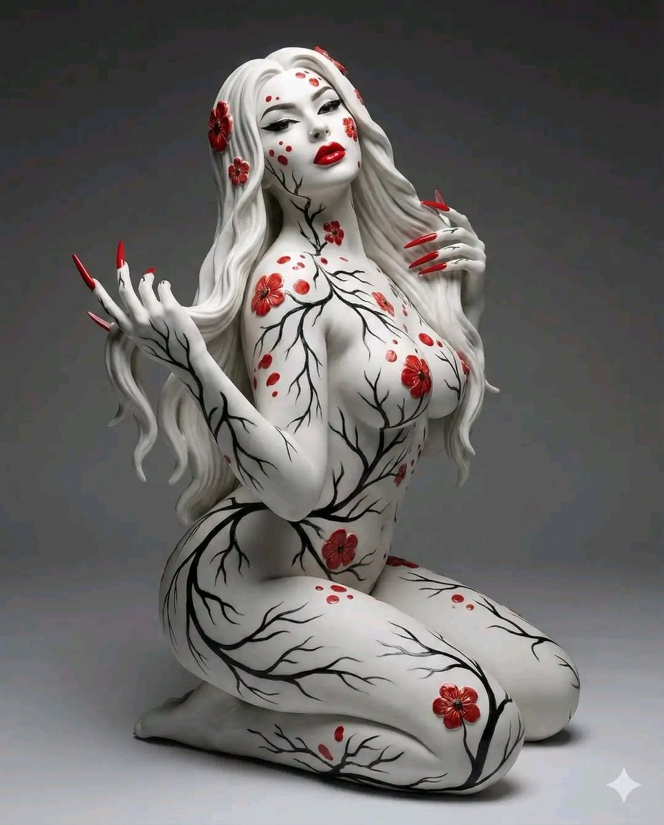 Surreal Porcelain Flora Figure Prompt AI image template preview