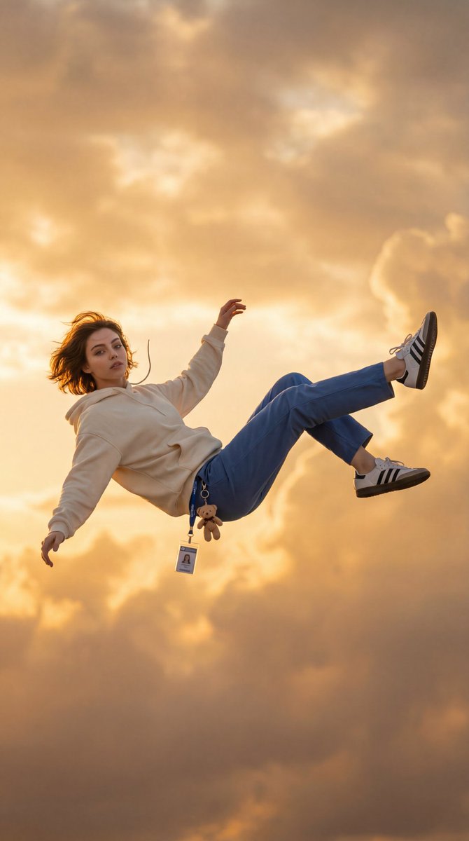 Cinematic Falling Girl Shot Prompt AI image template preview