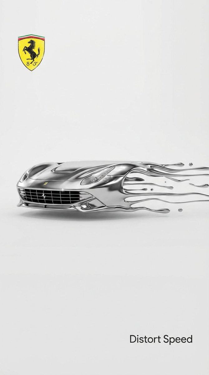 Surreal Minimalist Ferrari Print Ad AI image template preview