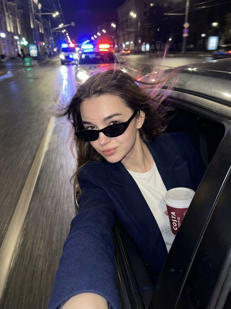 Cinematic Night Street Selfie Prompt with Identity Lock AI image template preview