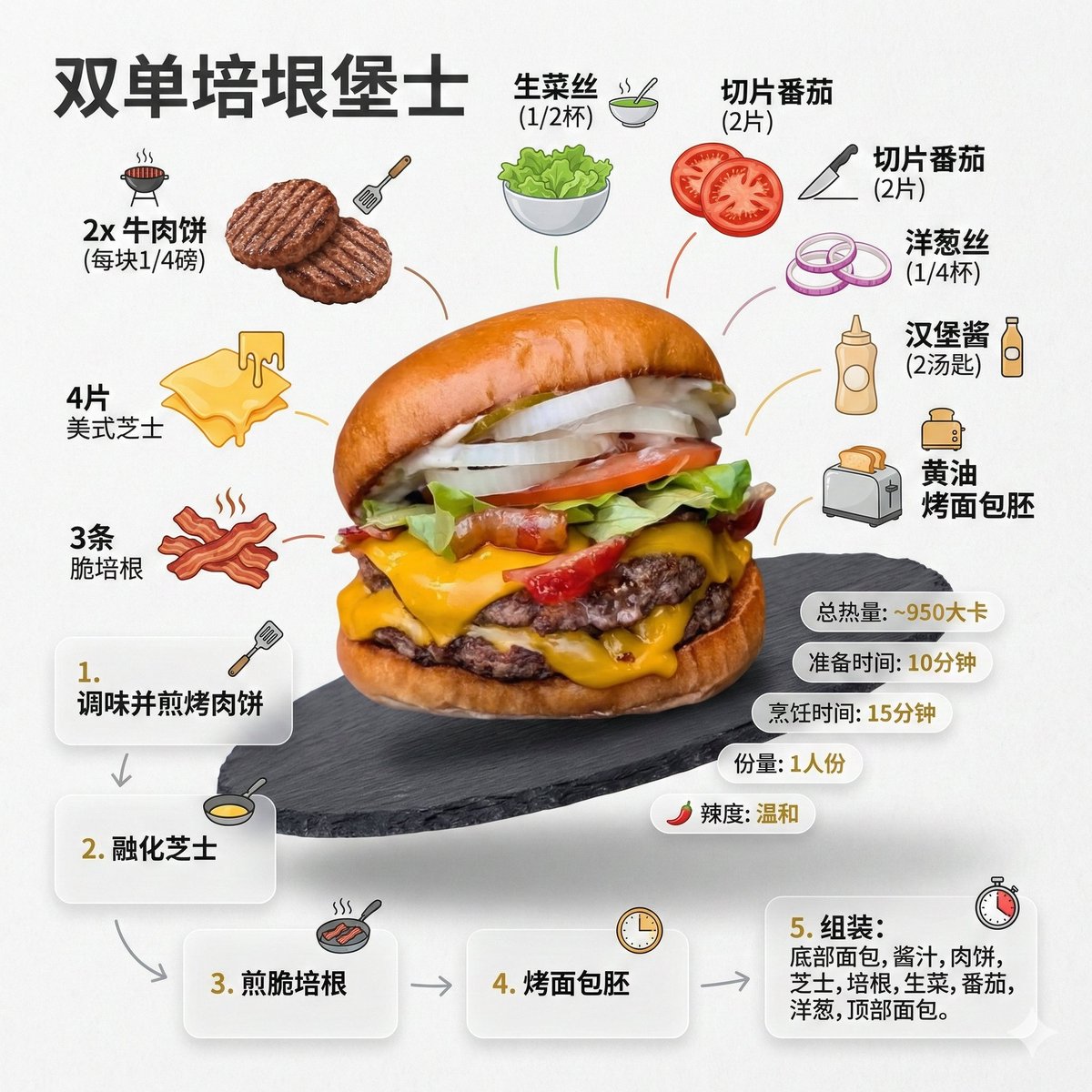 Generating a Food Infographic for a Hamburger AI image template preview