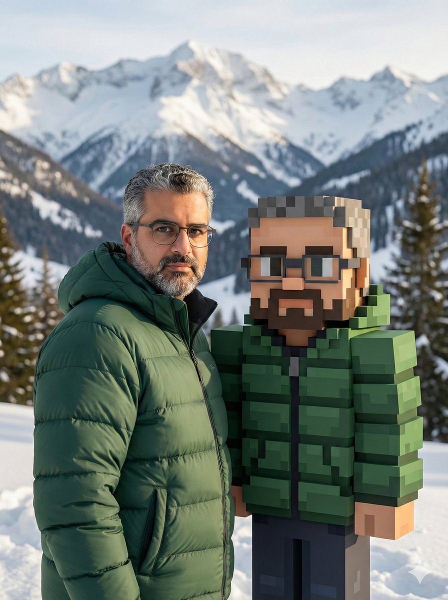 Realistic Photo with Voxel Minecraft Doppelgänger AI image template preview