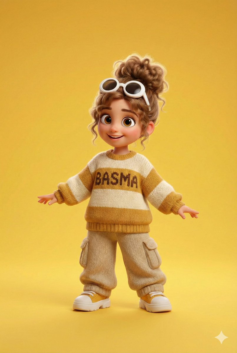 Pixar/Disney 3D Cartoon Character with Knitted Name AI image template preview