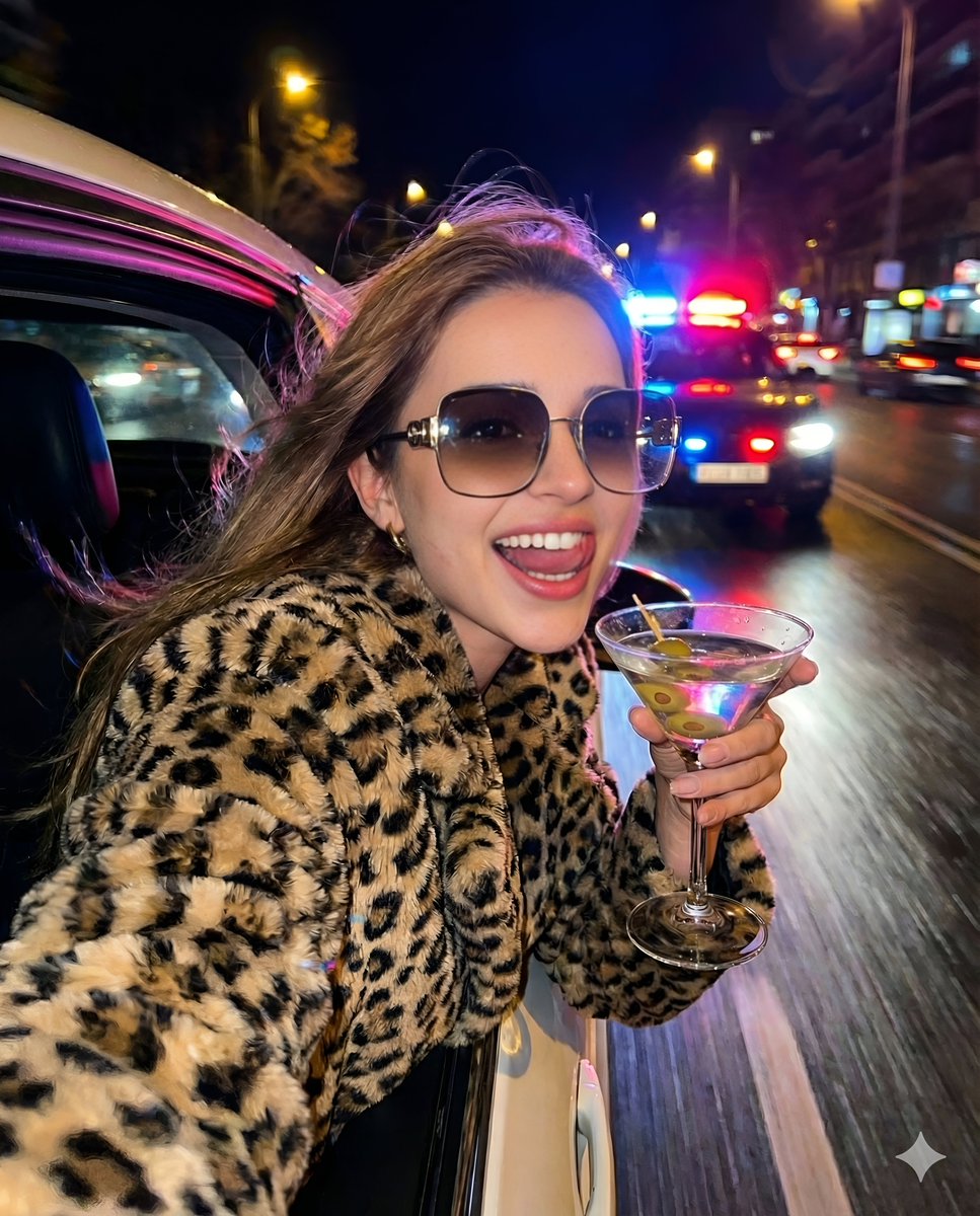 Nightlife Fashion Portrait in Luxury Car AI image template preview