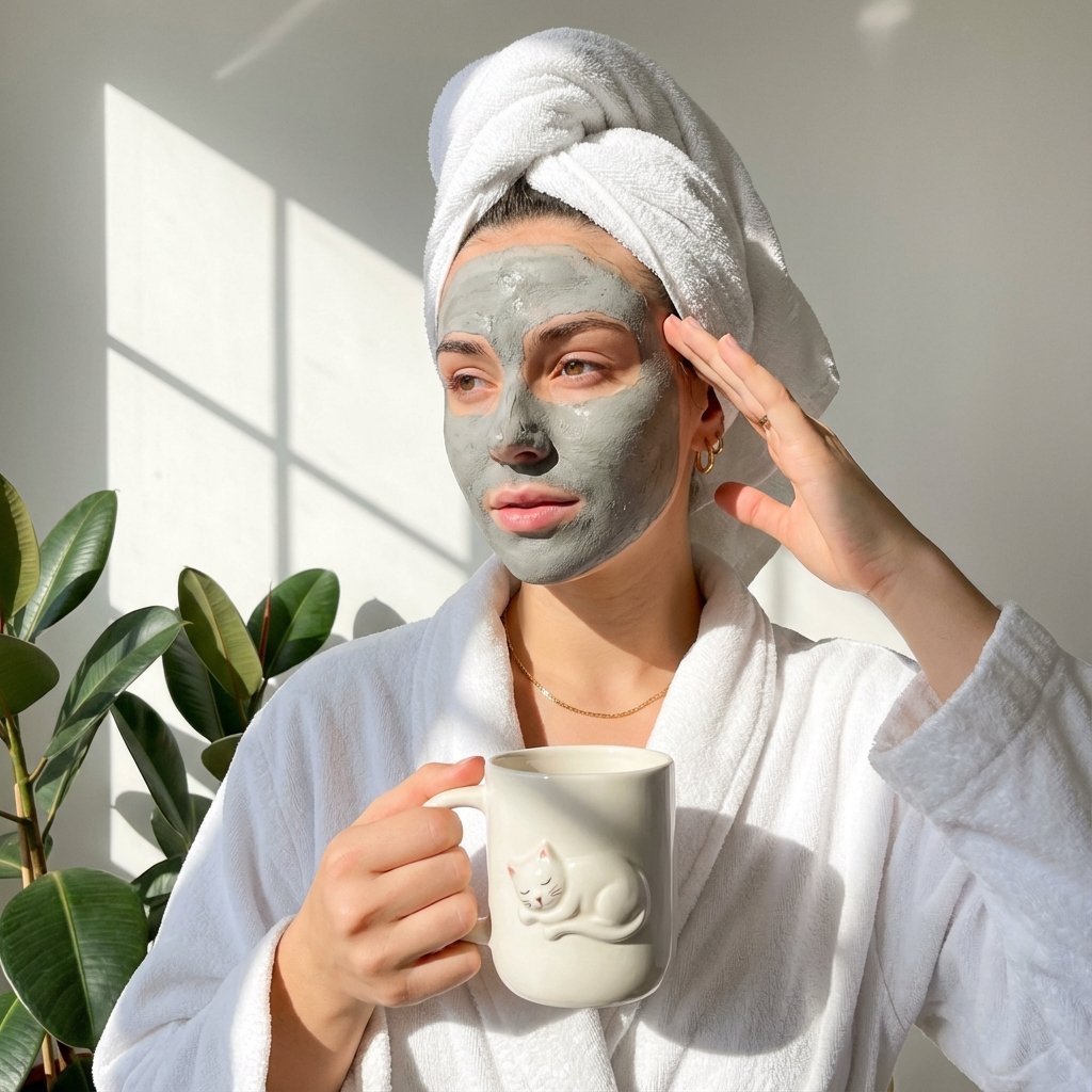 Self-Care Morning Routine Portrait AI image template preview