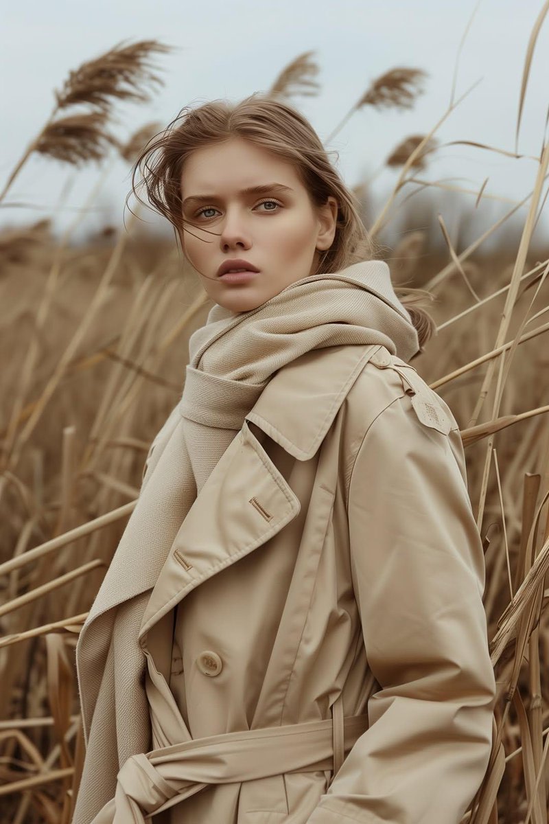 Cinematic Trench Coat Fashion Portrait Prompt AI image template preview