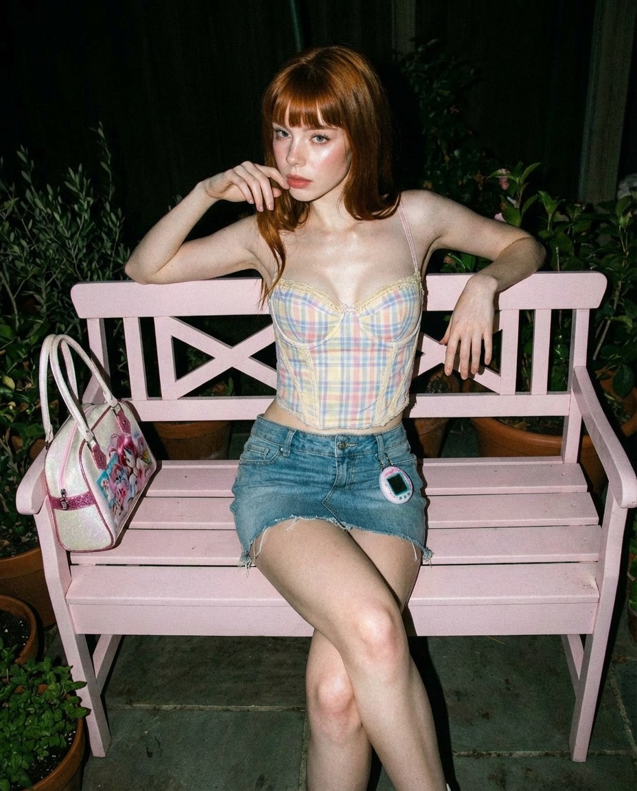 Y2K Nighttime Fashion Editorial with Direct Flash AI image template preview