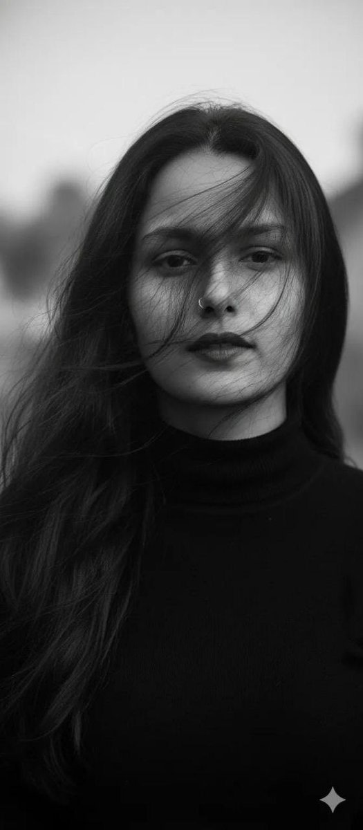 Ultra-Realistic Black and White Cinematic Portrait AI image template preview