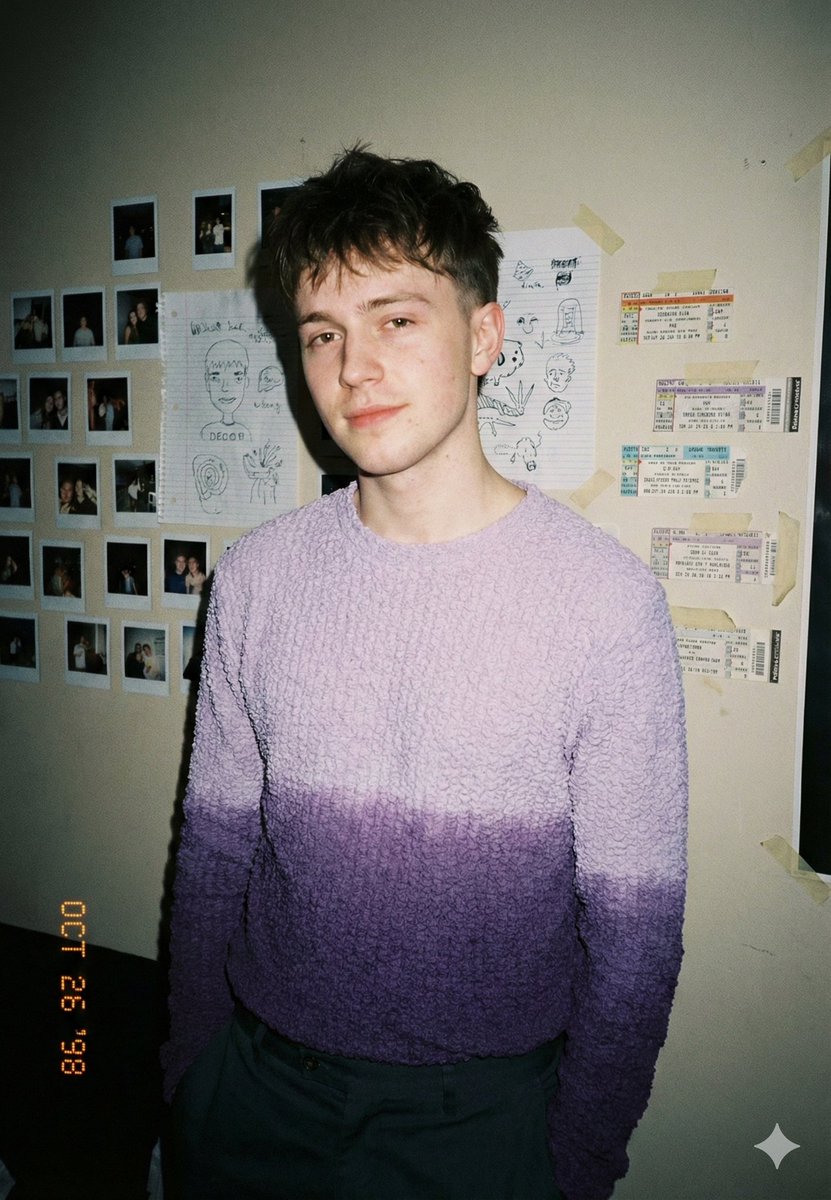 Analog-Inspired Male Portrait with Hard Flash Prompt AI image template preview