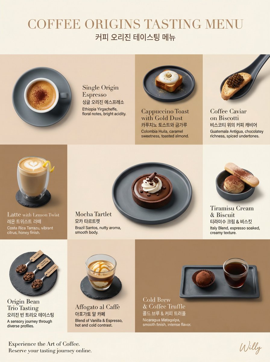 Luxury Coffee Tasting Menu Layout Prompt AI image template preview