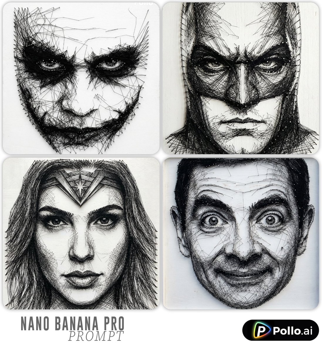 Ultra-detailed Thread Art Portrait Prompt AI image template preview