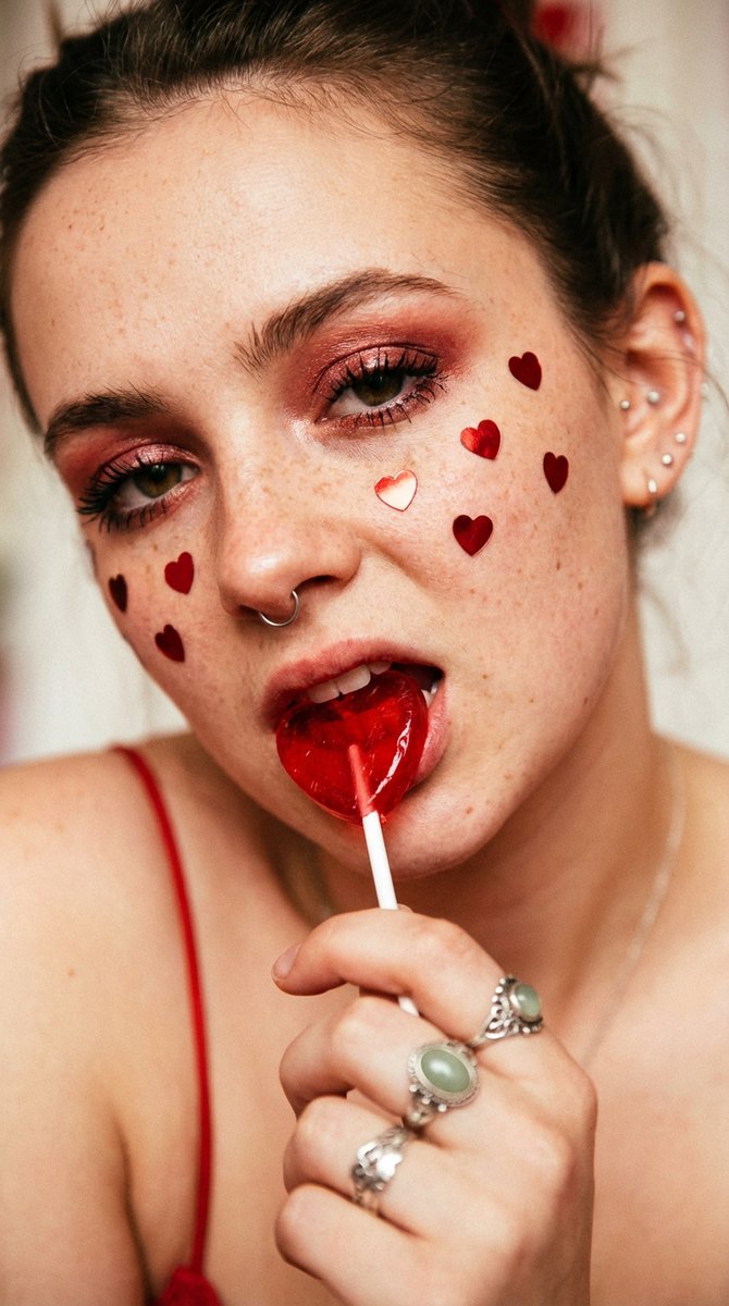 Extreme Close-up Portrait with Soft Grunge and Coquette Aesthetic AI image template preview