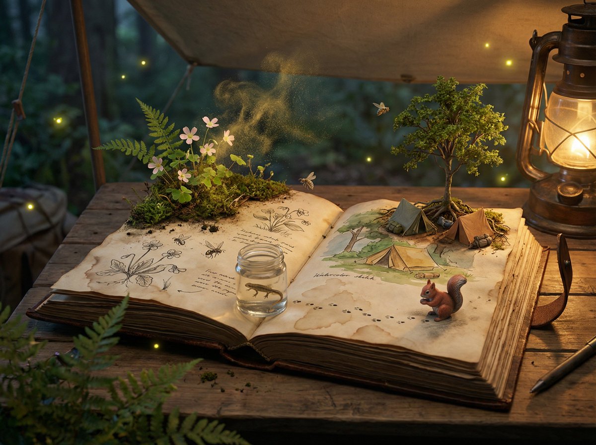 Naturalist Field Journal Ecosystem Scene AI image template preview