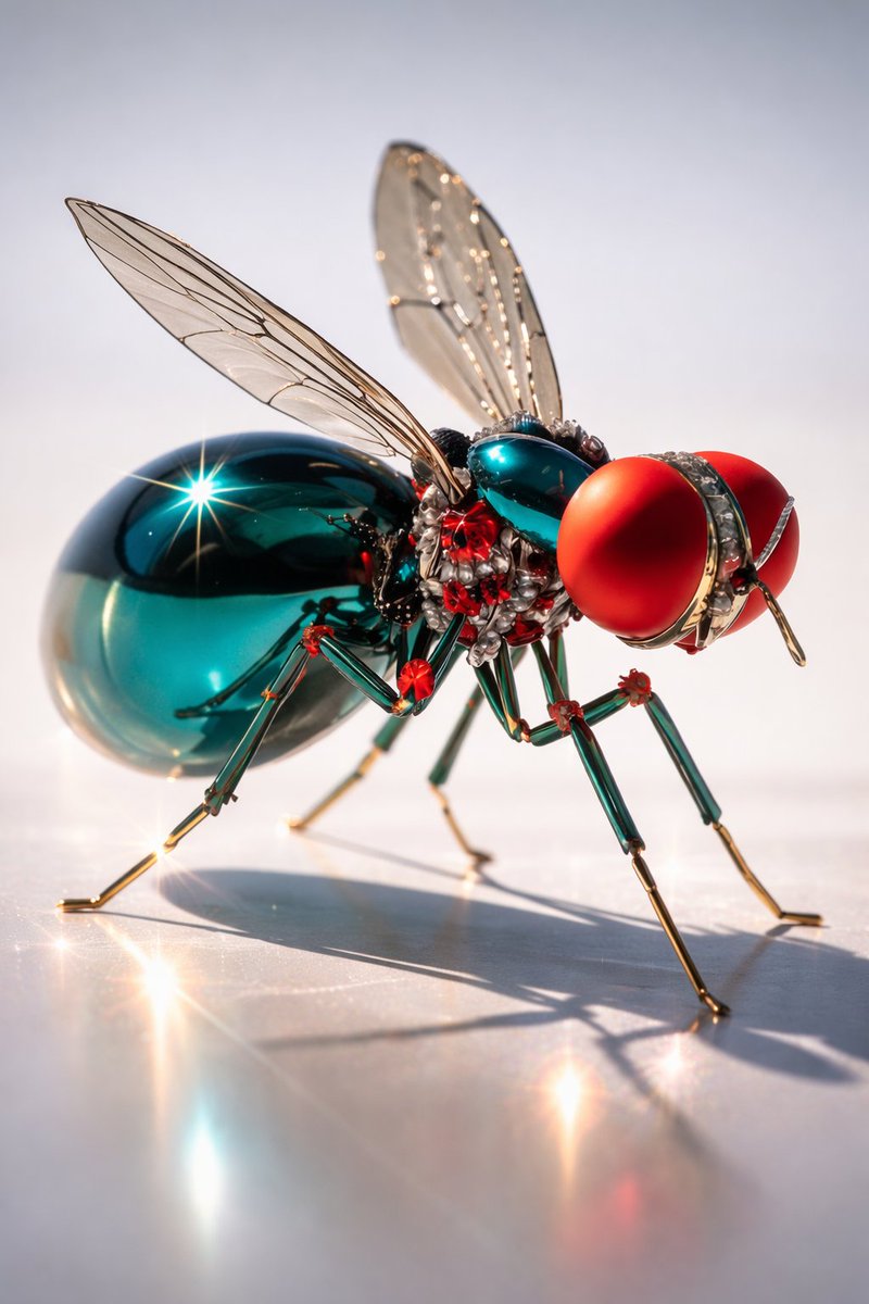 Macro Realism of Mechanical and Gemstone Insects AI image template preview