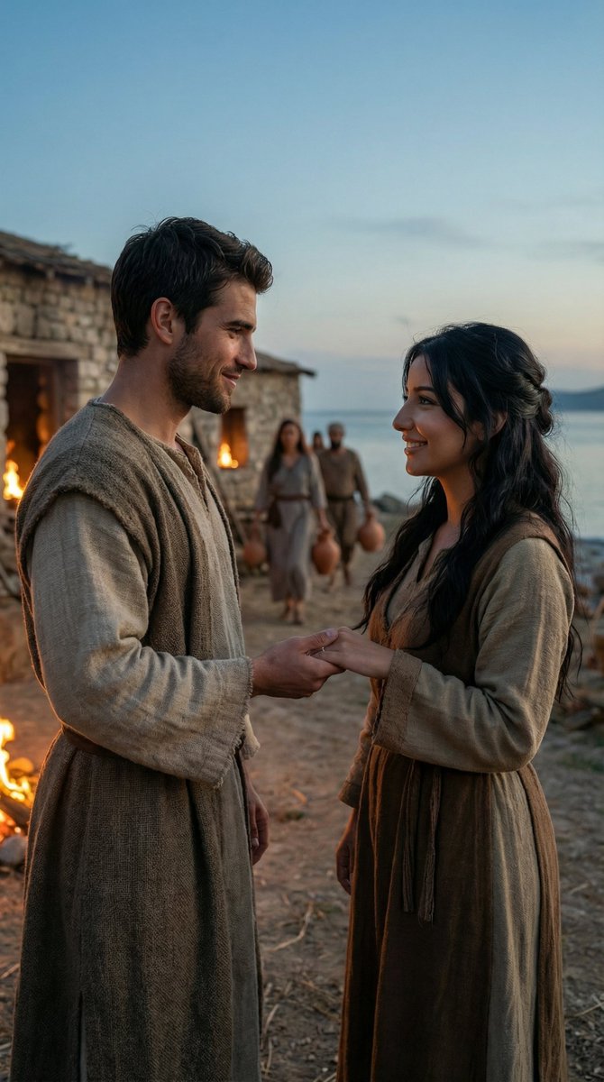 Cinematic Historical Love Story Scene Prompt AI image template preview