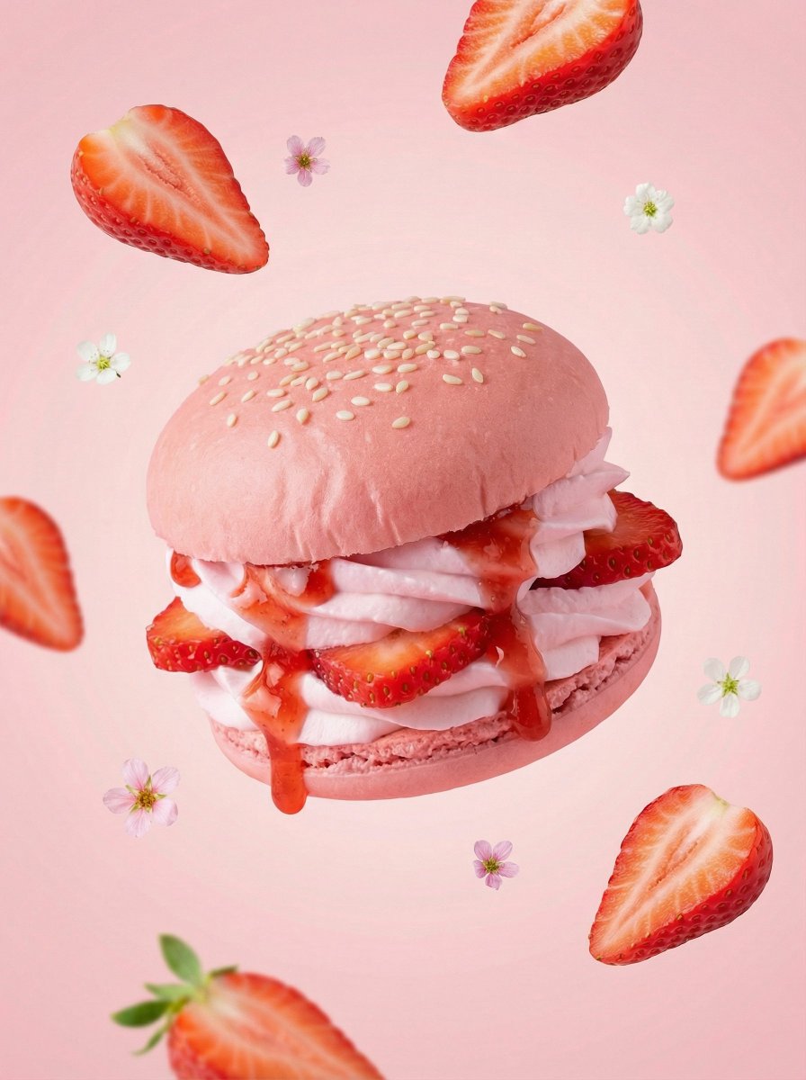 Hyper-Realistic Fruit Dessert Burger AI image template preview
