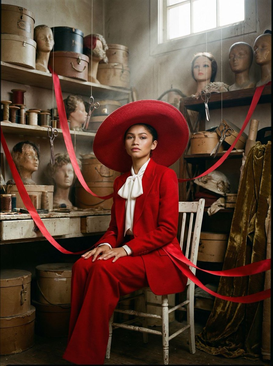 Zendaya Crimson Archive Fashion Editorial Prompt AI image template preview