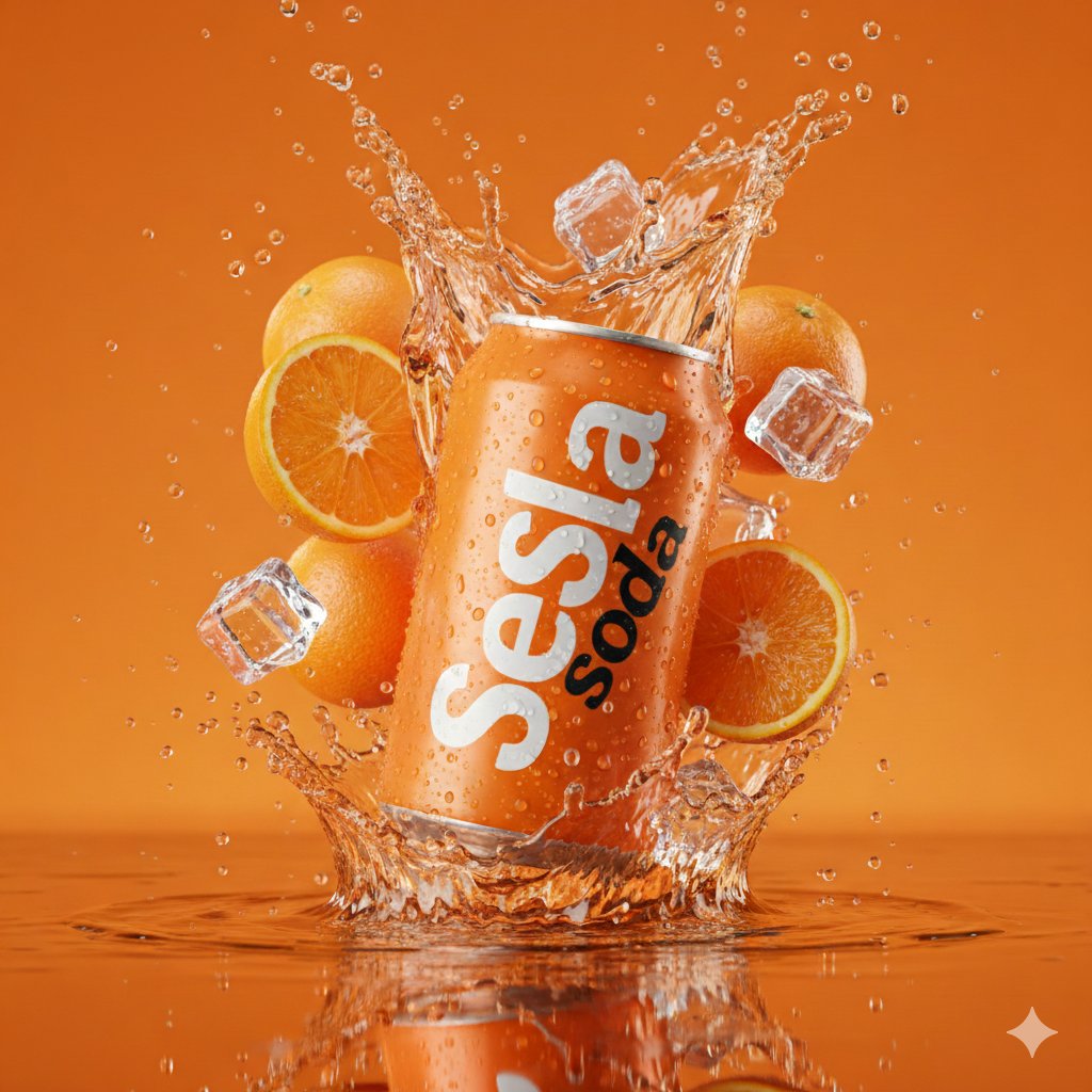 Hyper-Realistic Soda Can Splash Commercial Photo AI image template preview