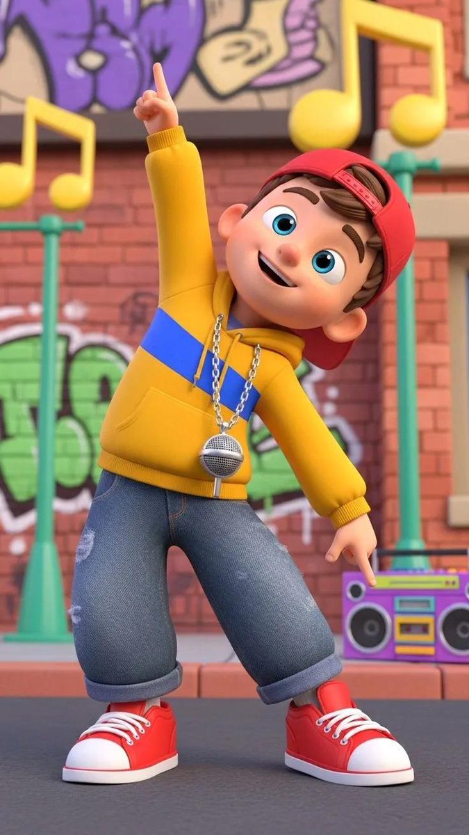 3D Cartoon Character: Hip-Hop Boy in Pixar Style AI image template preview